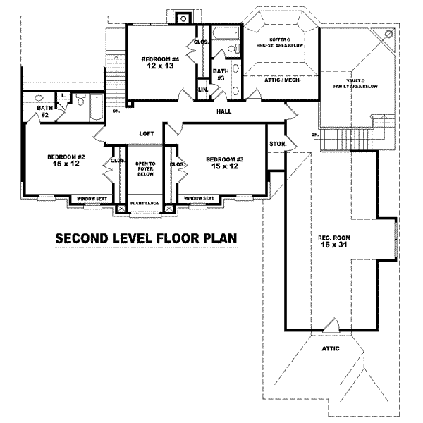 Colonial Floor Plan - Upper Floor Plan #81-1533