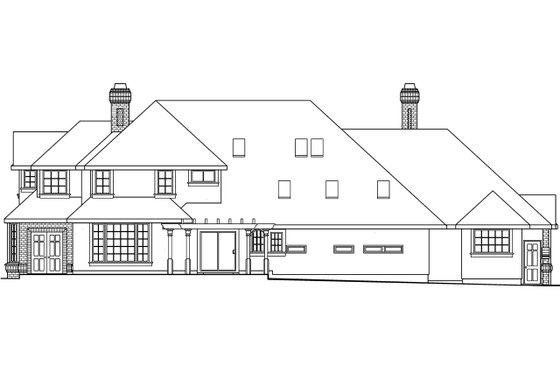 Exterior - Rear Elevation for European House Plan #124-349 - 4 bed, 4.5 bath