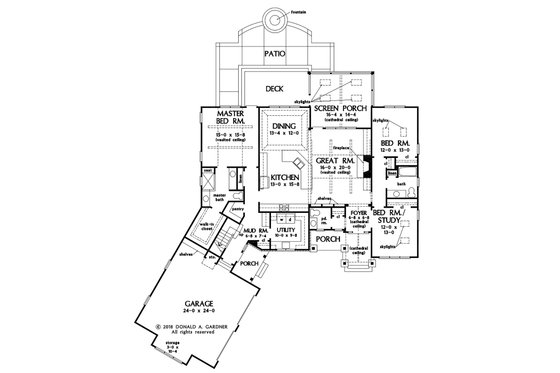 Floor Plan - Main Floor for Ranch House Plan #929-1088 - 3 bed, 2.5 bath