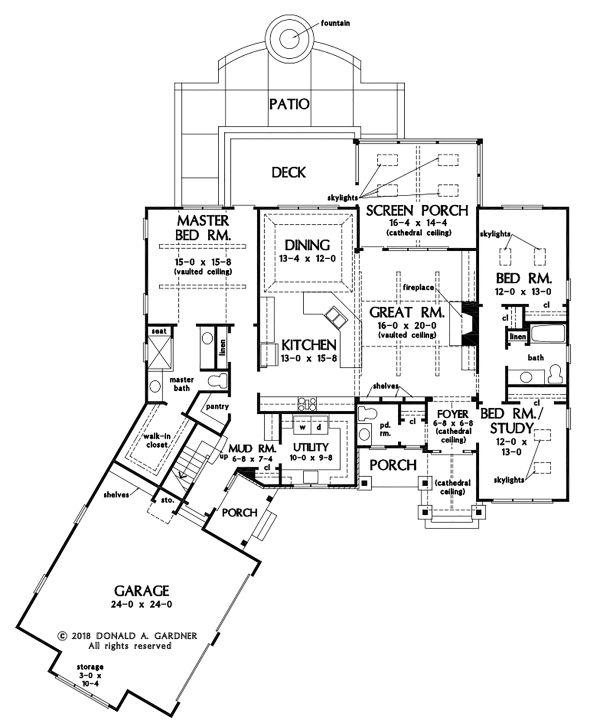 Ranch Floor Plan - Main Floor Plan #929-1088