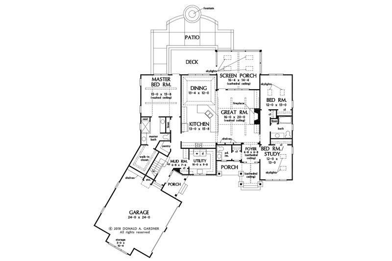 House Blueprint - Floor Plan - Main Floor for Ranch House Plan #929-1088 - 3 bed, 2.5 bath