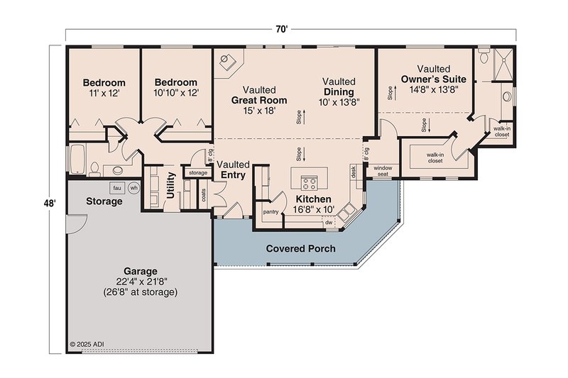 House Plan Design - Floor Plan - Main Floor for Traditional House Plan #124-495 - 3 bed, 2 bath