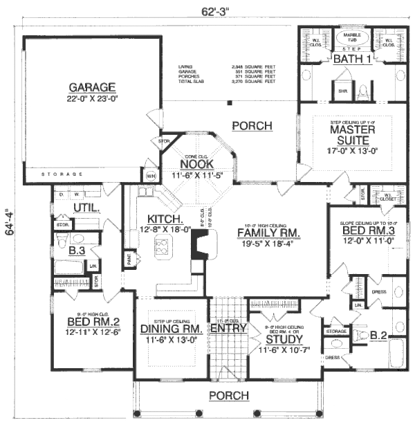 Country Floor Plan - Main Floor Plan #40-429