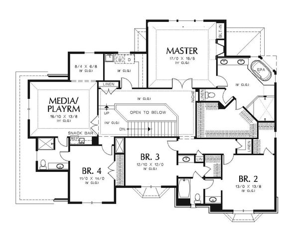 House Design - European Floor Plan - Upper Floor Plan #48-547