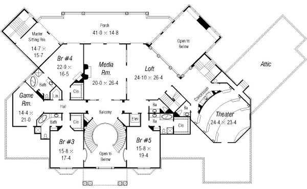European Floor Plan - Upper Floor Plan #329-330