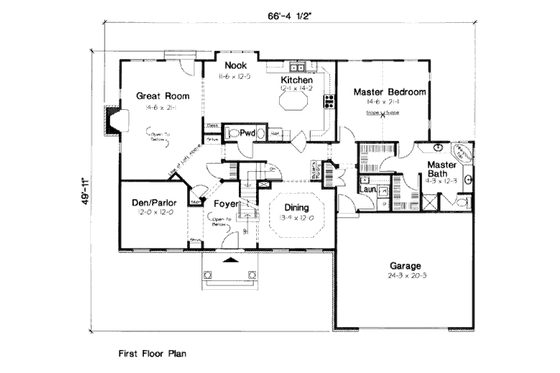Floor Plan - Main Floor for Colonial House Plan #312-593 - 4 bed, 2.5 bath