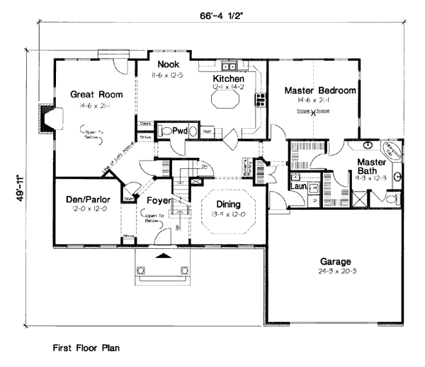 Colonial Floor Plan - Main Floor Plan #312-593