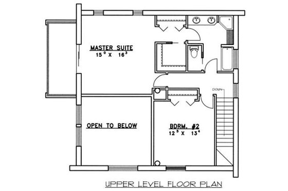 Floor Plan - Upper Floor for Log House Plan #117-552 - 2 bed, 2 bath
