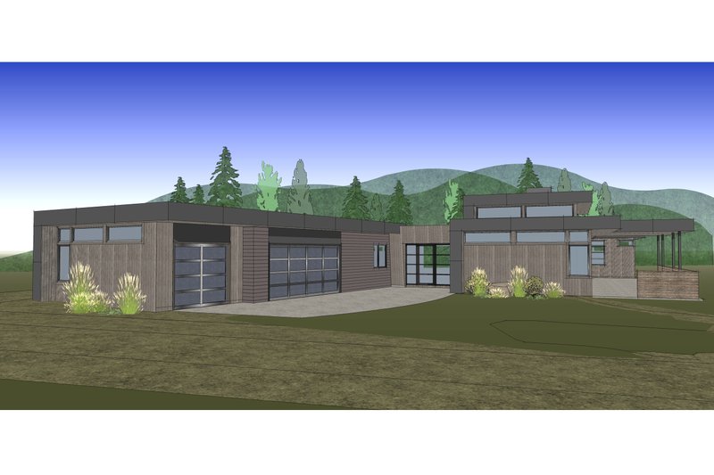 House Blueprint - Exterior - Front Elevation 4 for Modern House Plan #892-37 - 3 bed, 3.5 bath