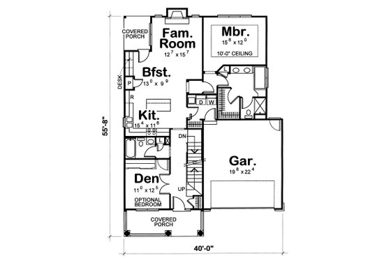 Floor Plan - Main Floor for Country House Plan #20-1227 - 3 bed, 3 bath