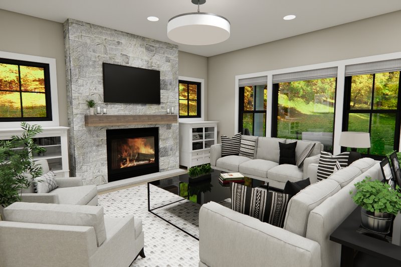 Architectural House Design - Interior - Family Room 1 for Farmhouse House Plan #51-1404 - 3 bed, 2 bath