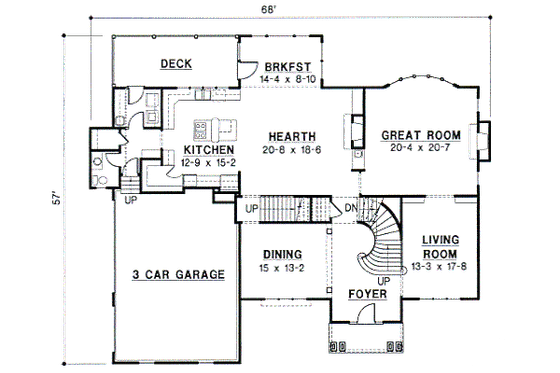 Floor Plan - Main Floor for European House Plan #67-623 - 4 bed, 4.5 bath