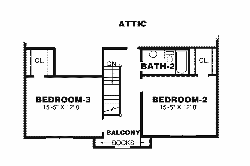 Home Plan - Floor Plan - Upper Floor for Country House Plan #34-152 - 3 bed, 2.5 bath