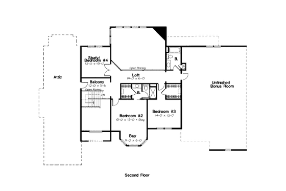 Floor Plan - Upper Floor for Country House Plan #312-635 - 4 bed, 4 bath