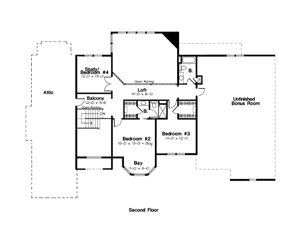 Country Floor Plan - Upper Floor Plan #312-635