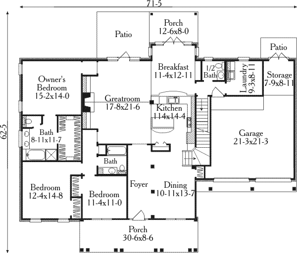 House Plan Design - Colonial Floor Plan - Main Floor Plan #406-256