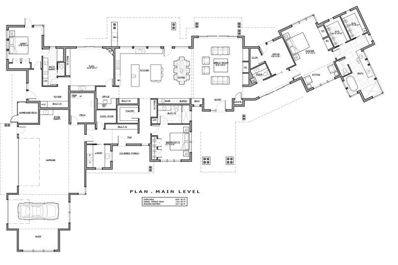 Architectural House Design - Floor Plan - Main Floor for Contemporary House Plan #892-20 - 3 bed, 3.5 bath
