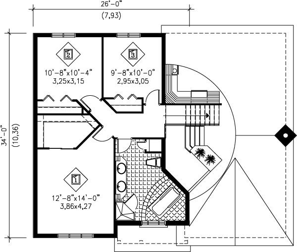 European Floor Plan - Upper Floor Plan #25-301