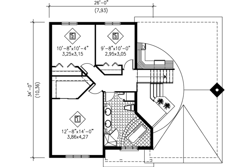 Home Plan - Floor Plan - Upper Floor for European House Plan #25-301 - 4 bed, 2 bath