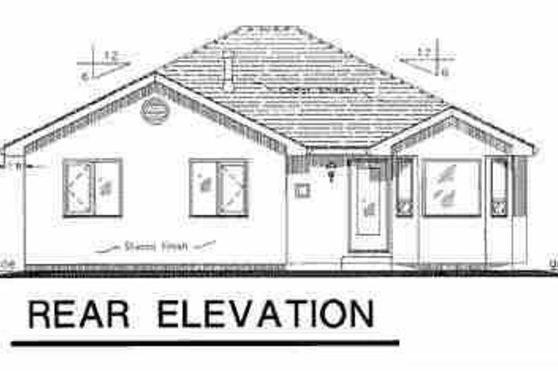 House Blueprint - Exterior - Rear Elevation for European House Plan #18-1008 - 3 bed, 2 bath