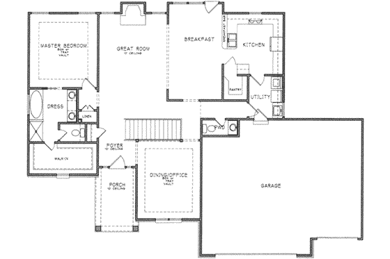 Floor Plan - Main Floor for European House Plan #6-209 - 3 bed, 3 bath
