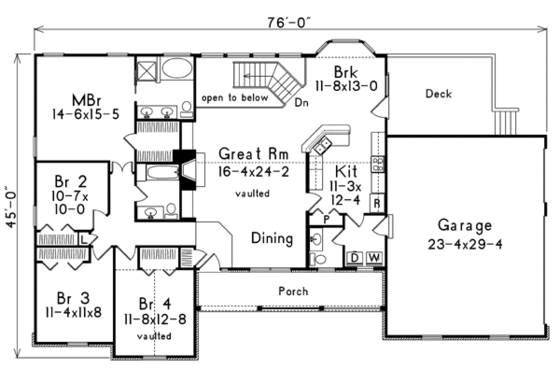Floor Plan - Main Floor for Traditional House Plan #57-190 - 4 bed, 2.5 bath