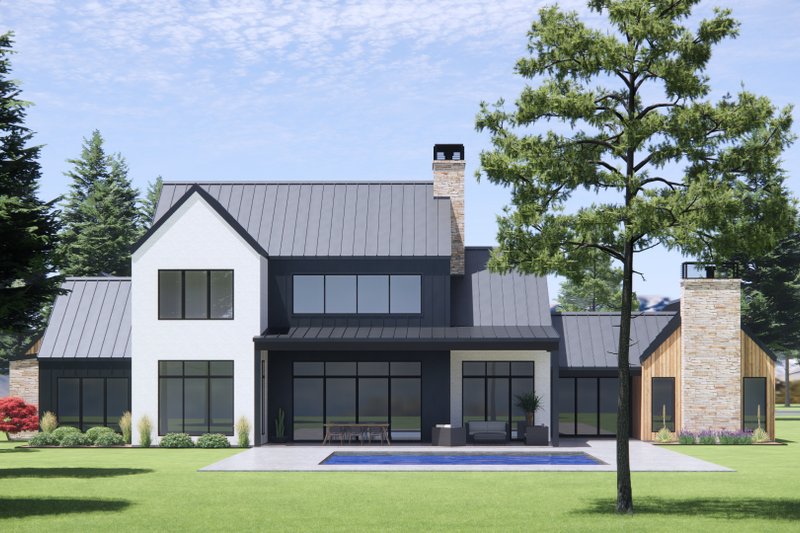 House Design - Exterior - Rear Elevation 2 for Modern House Plan #1096-6 - 4 bed, 4.5 bath