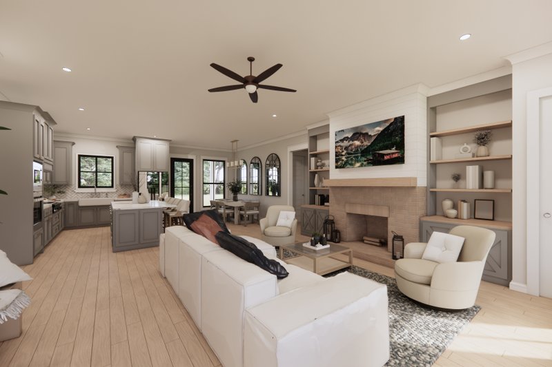 House Blueprint - Interior - Family Room 1 for Farmhouse House Plan #1074-44 - 3 bed, 2.5 bath