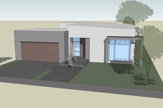 Exterior - Front Elevation for Modern House Plan #496-24 - 3 bed, 2.5 bath