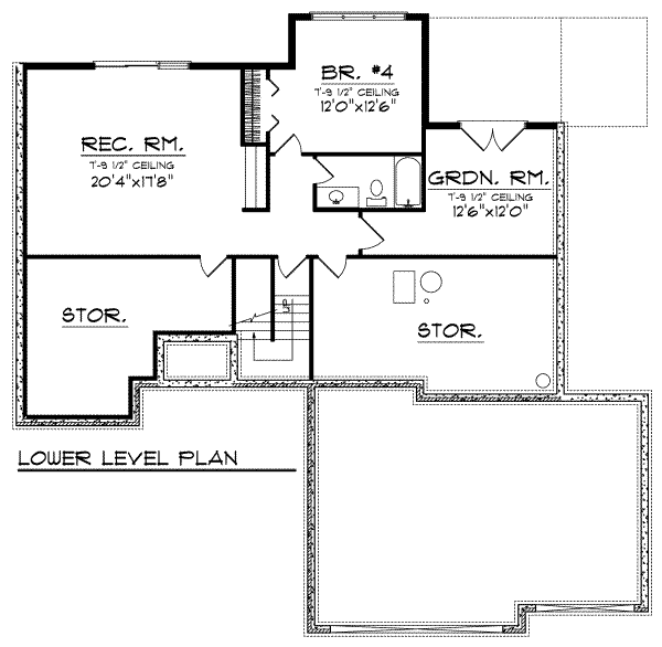 Home Plan - Traditional Floor Plan - Lower Floor Plan #70-687