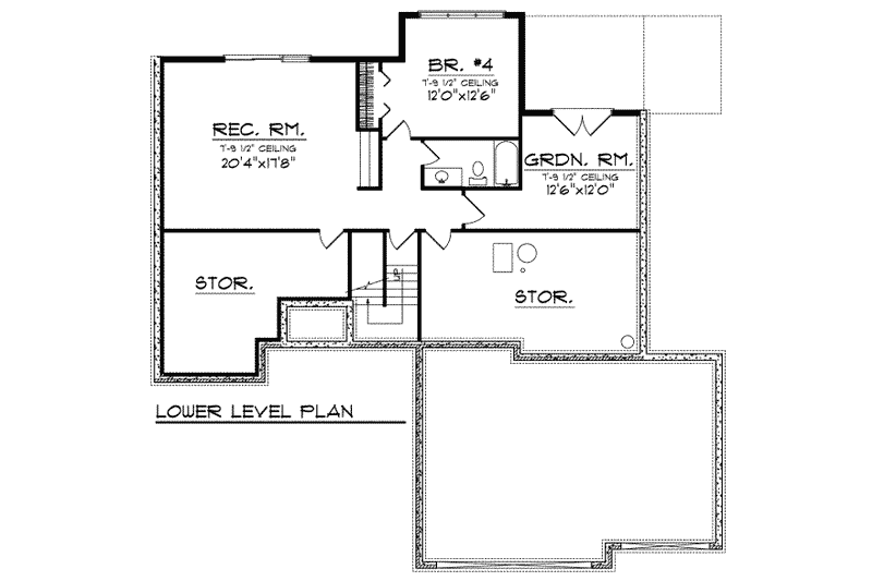 Home Plan - Floor Plan - Lower Floor for Traditional House Plan #70-687 - 4 bed, 3 bath