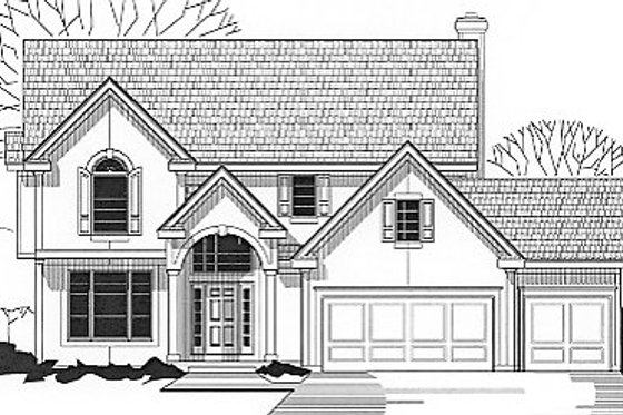 Exterior - Front Elevation for European House Plan #67-260 - 4 bed, 4 bath