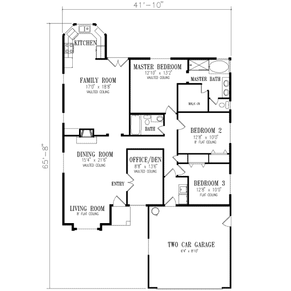 Floor Plan - Main Floor for Adobe / Southwestern House Plan #1-339 - 3 bed, 2 bath