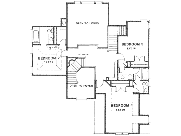 Southern Floor Plan - Upper Floor Plan #129-156