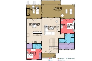 Floor Plan - Main Floor for Traditional House Plan #63-431 - 4 bed, 4 bath