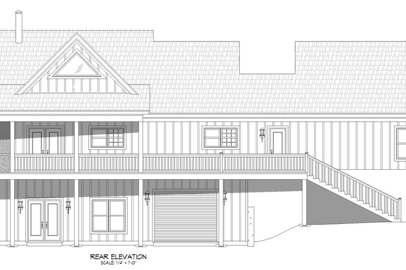 House Blueprint - Exterior - Rear Elevation 1 for Farmhouse House Plan #932-388 - 4 bed, 3 bath