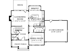 Floor Plan - Main Floor for Colonial House Plan #453-77 - 3 bed, 2.5 bath