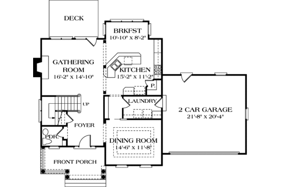 Floor Plan - Main Floor for Colonial House Plan #453-77 - 3 bed, 2.5 bath