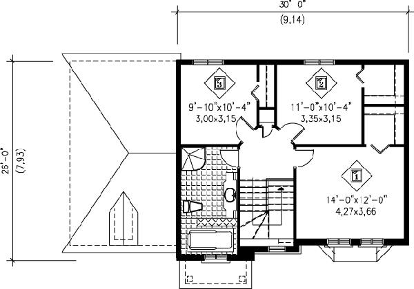 European Floor Plan - Upper Floor Plan #25-4158