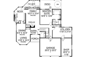 Floor Plan - Main Floor for Bungalow House Plan #60-368 - 3 bed, 2.5 bath