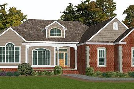Exterior - Front Elevation for European House Plan #63-127 - 5 bed, 3 bath