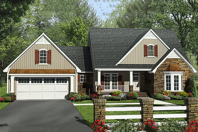 Dream House Plan - Craftsman Exterior - Front Elevation Plan #21-312