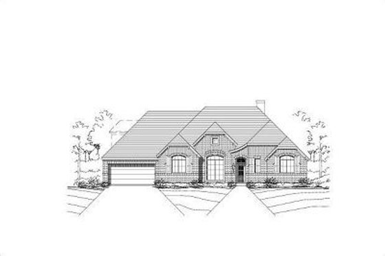Exterior - Front Elevation for European House Plan #411-430 - 4 bed, 3 bath