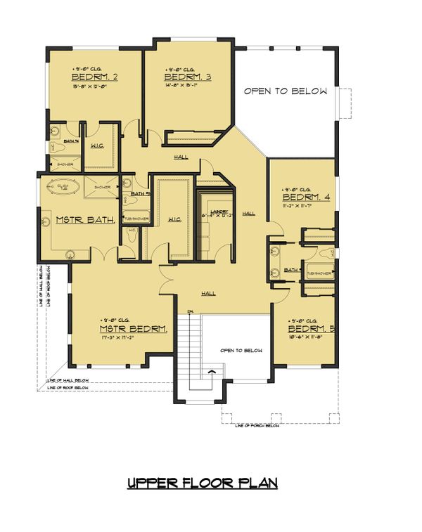 Contemporary Floor Plan - Upper Floor Plan #1066-69