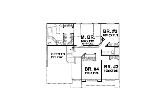 Floor Plan - Upper Floor for Farmhouse House Plan #50-246 - 4 bed, 2.5 bath