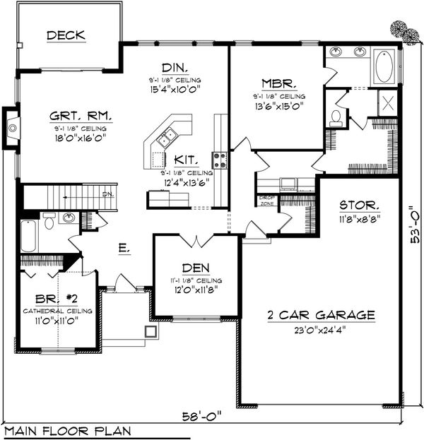 Dream House Plan - Traditional Floor Plan - Main Floor Plan #70-1080