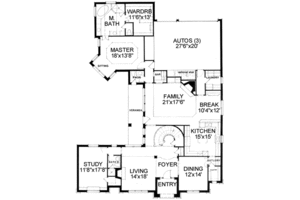 Floor Plan - Main Floor for European House Plan #141-119 - 4 bed, 4.5 bath