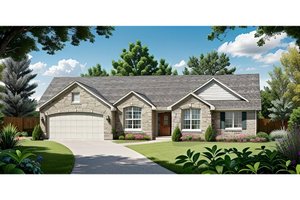 Ranch Exterior - Front Elevation Plan #58-188