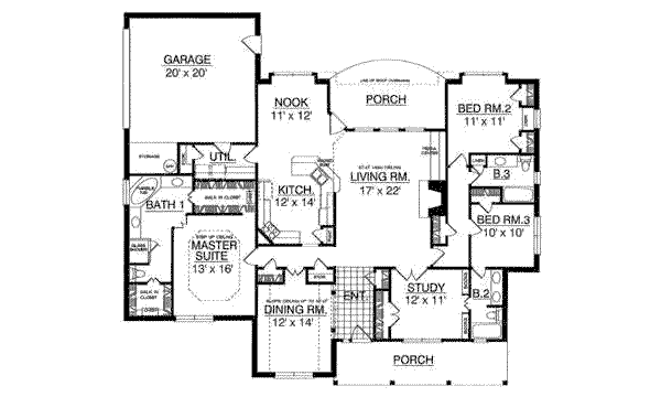 Dream House Plan - Traditional Floor Plan - Main Floor Plan #40-226