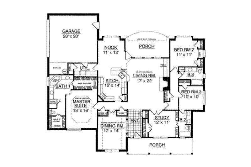 House Plan Design - Floor Plan - Main Floor for Traditional House Plan #40-226 - 4 bed, 3 bath